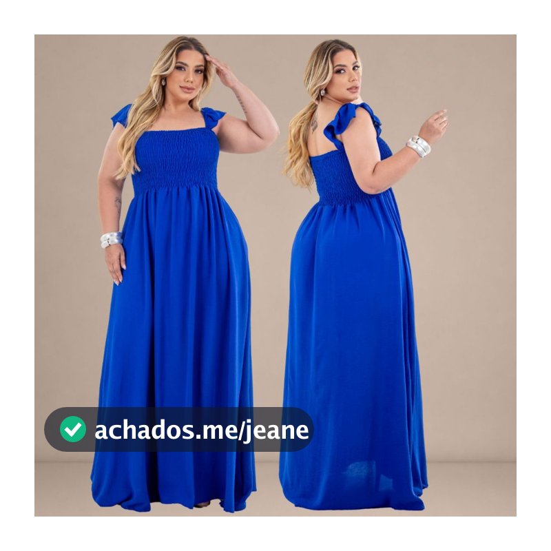 Vestido BIA Longo Alça de Babado Crepe Dunas Plus Size Moda Casual Plis, Moda Evangélica