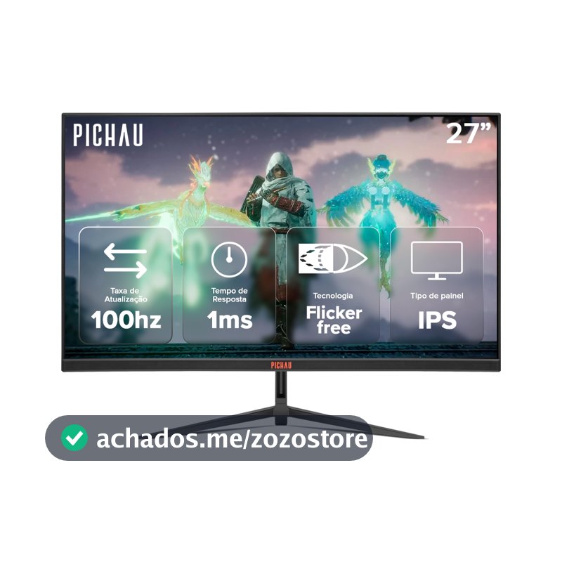 Monitor Gamer Pichau Athen V3S, 27 Pol, IPS, FHD, 1ms, 100Hz, HDMI/VGA, PG-ATH27V3S-BL02