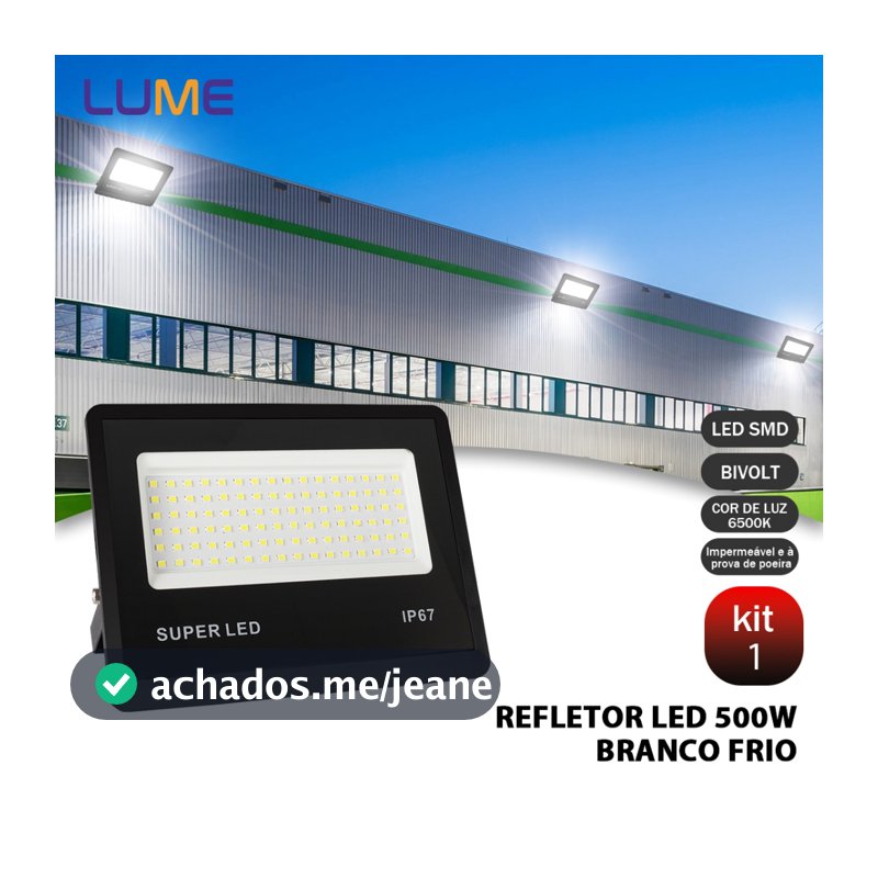 KIT 1 a 4 Refletor LED 500W Holofote Super Potente à Prova d'Água Área Externa Econômico Bivolt IP67