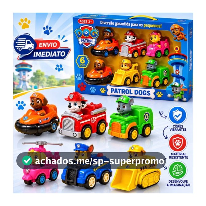 Kit 3/6/9 Carrinho Patrulha Canina Brinquedo Coleção Fricção Brinquedos Corrida Infantil Criança - Envio Imediato