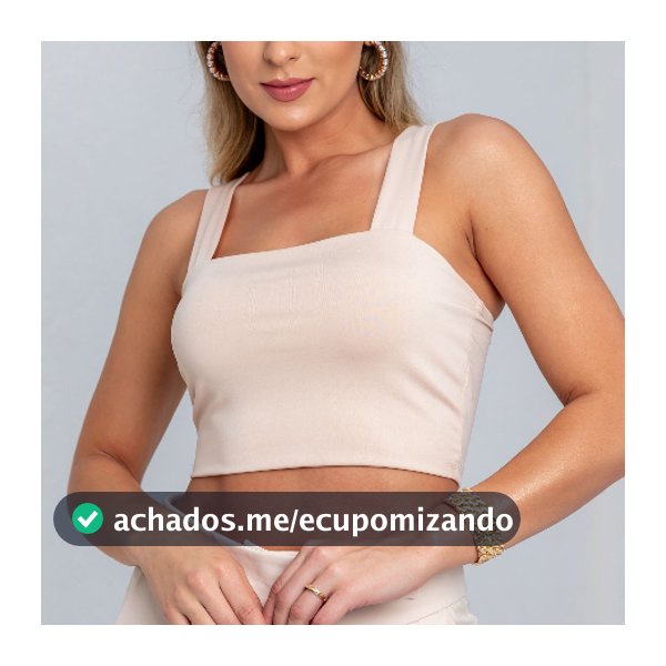 Cropped Nude Bege Alça Grossa Suplex