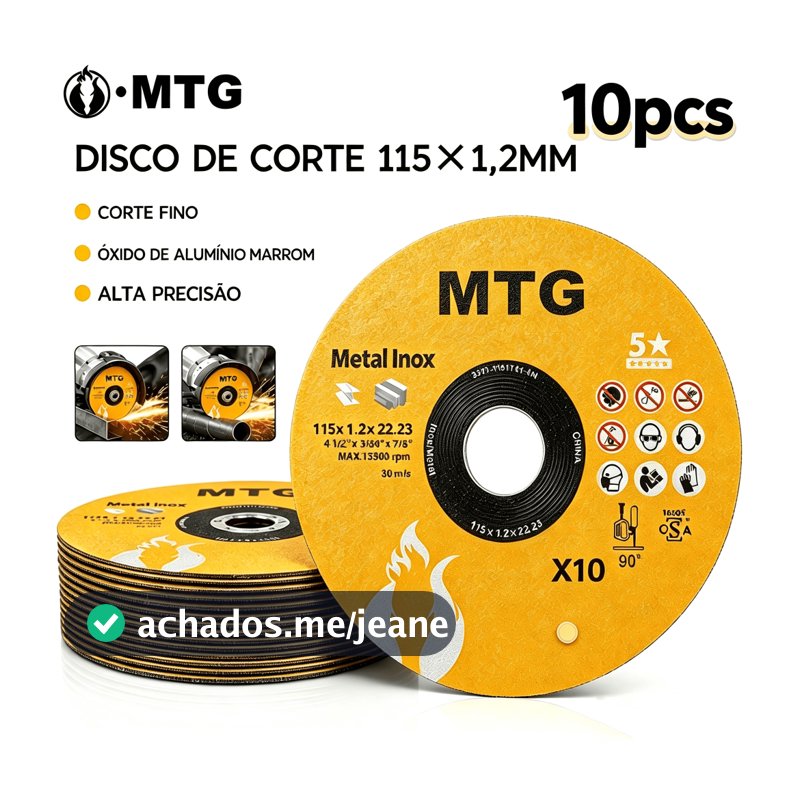 10 PIECES Cutting Disc 115x1,2mm para Esmerilhadeira, Óxido de Alumínio, Corte Rápido para Metal e Aço