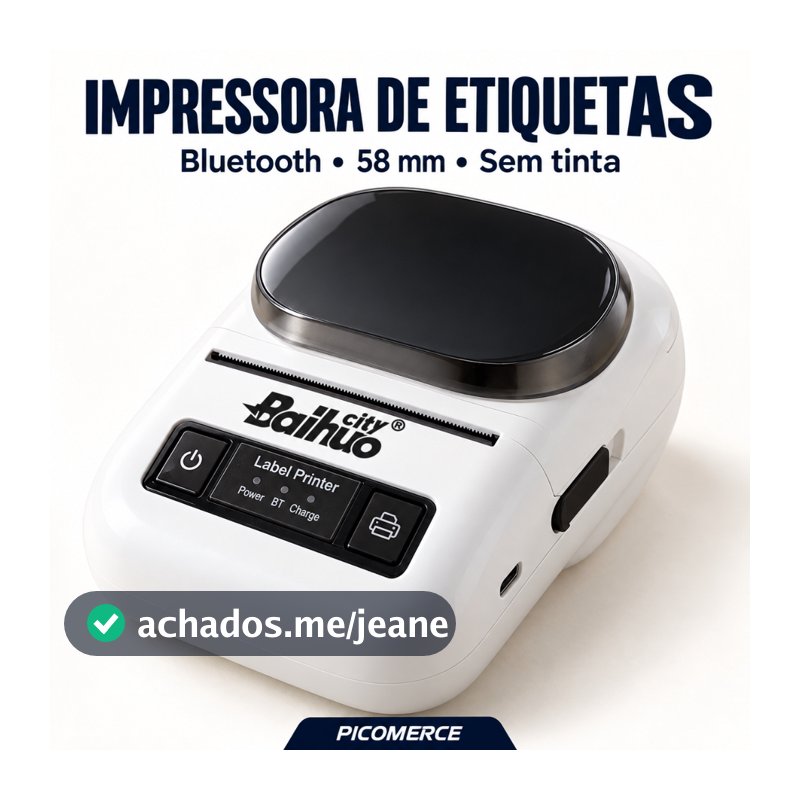 Mini Impressora de Etiquetas Térmica 58mm Bluetooth Recarregável Sem Tinta PT-260