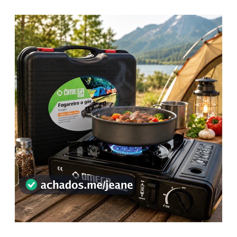 Fogareiro Portátil a Gás Camping com Maleta Fogão Compacto para Pesca Trilha e Viagem