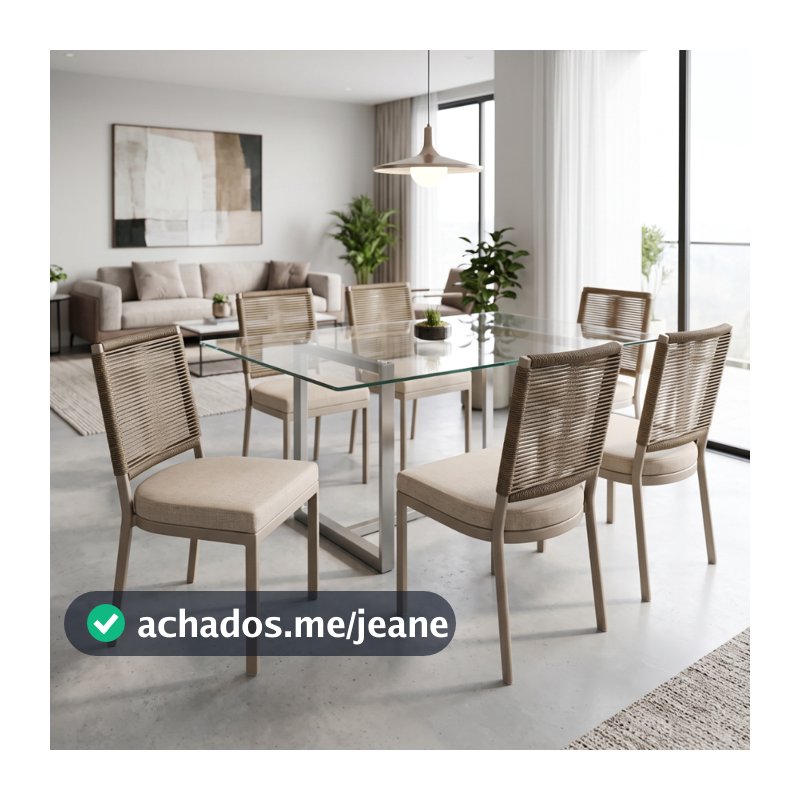 Conjunto 6 Cadeiras Estofadas para Mesa Jantar Alumínio Área Externa Gourmet Cozinha Churrasqueira Moderna Resistente