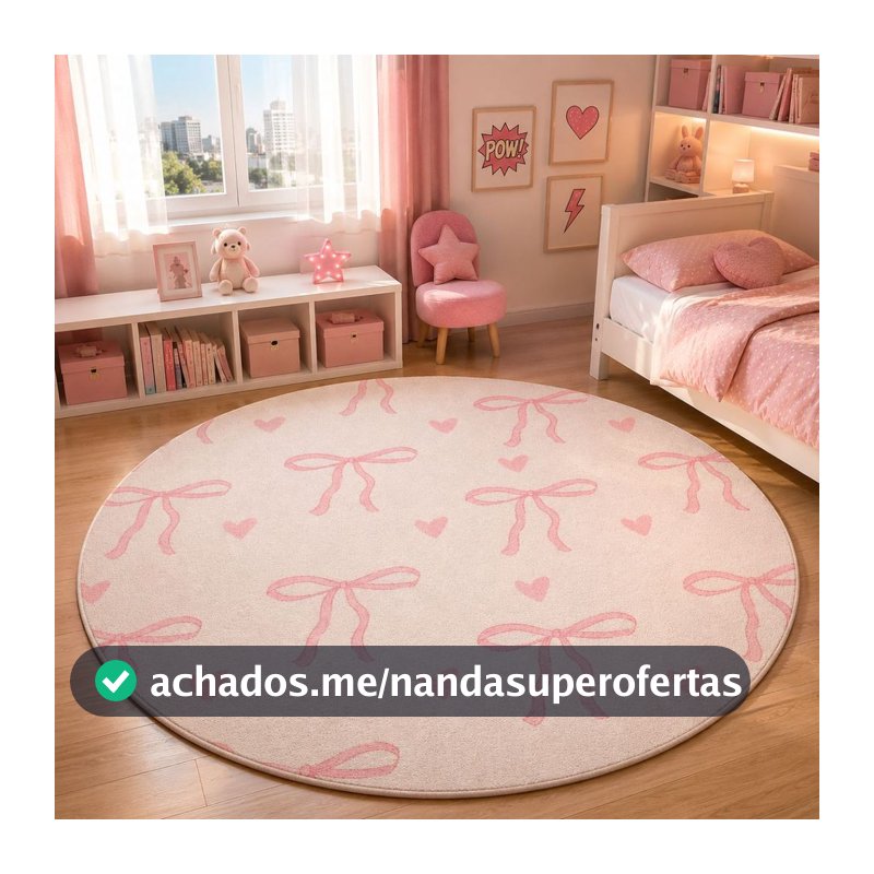 Tapete Redondo Decorativo 88cm Antiderrapante para Sala e Quarto 2181