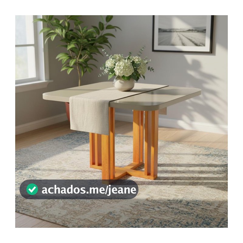 Mesa Paola 90x90 MDF/Vidro Bom Pastor