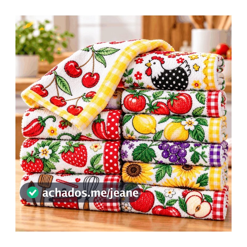 Kit 10 Pano de Copa Atoalhado Premium 40x60cm Panos de Prato 100% Algodão Alta Absorção