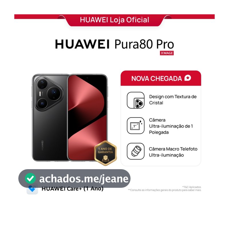 HUAWEI Pura 80 Pro | Celular | 12GB+512GB | Câmera Ultra-iluminação de 1 Polegada | 5170 mAh