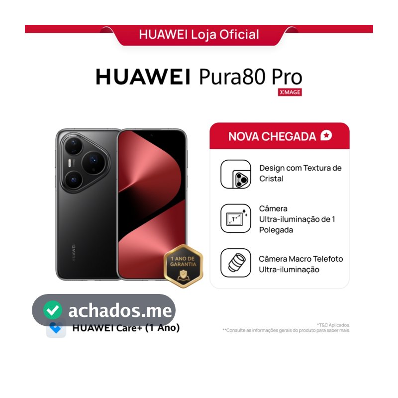 HUAWEI Pura 80 Pro | Celular | 12GB+512GB | Câmera Ultra-iluminação de 1 Polegada | 5170 mAh