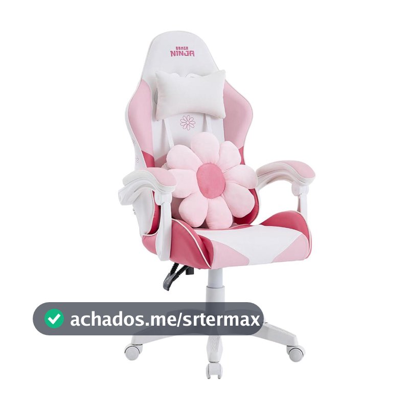 Cadeira Gamer Ninja Hana, Reclinável, Branca e Rosa, GN-CH-HNR0DPWL