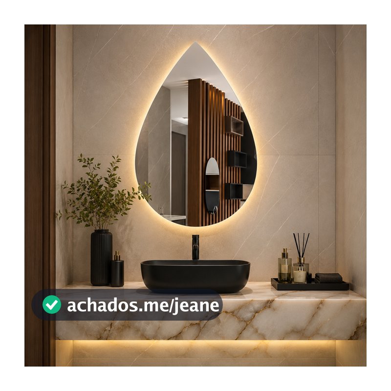 Espelho Decorativo Orgânico GOTA com LED A PILHA ou FONTE