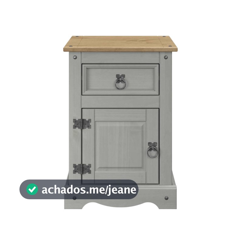 Mesa de Cabeceira Madeira Maciça 1 Porta e 1 Gaveta Cinza Lavado Corona Gray – Pense Dentro da Caixa