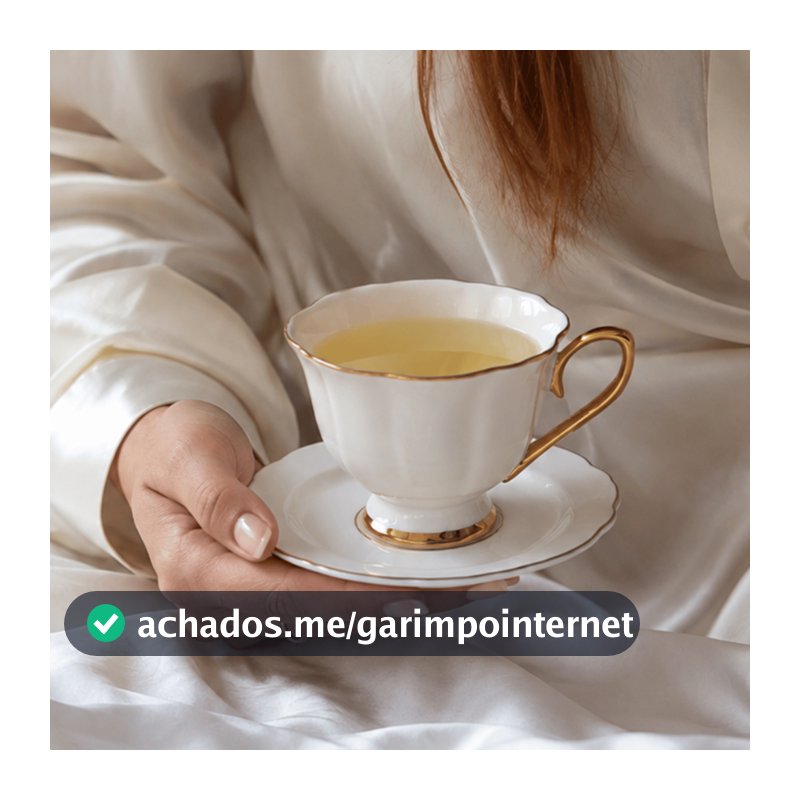 Jogo de 6 Xícaras para Café chá Mon Charman borda dourada 240ml branco Bela e a Fera