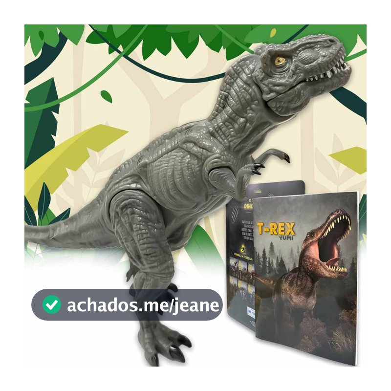 Coleção Mundo dos Dinossauros - Dinossauro Brinquedo Realista T-Rex Articulado + Livro
