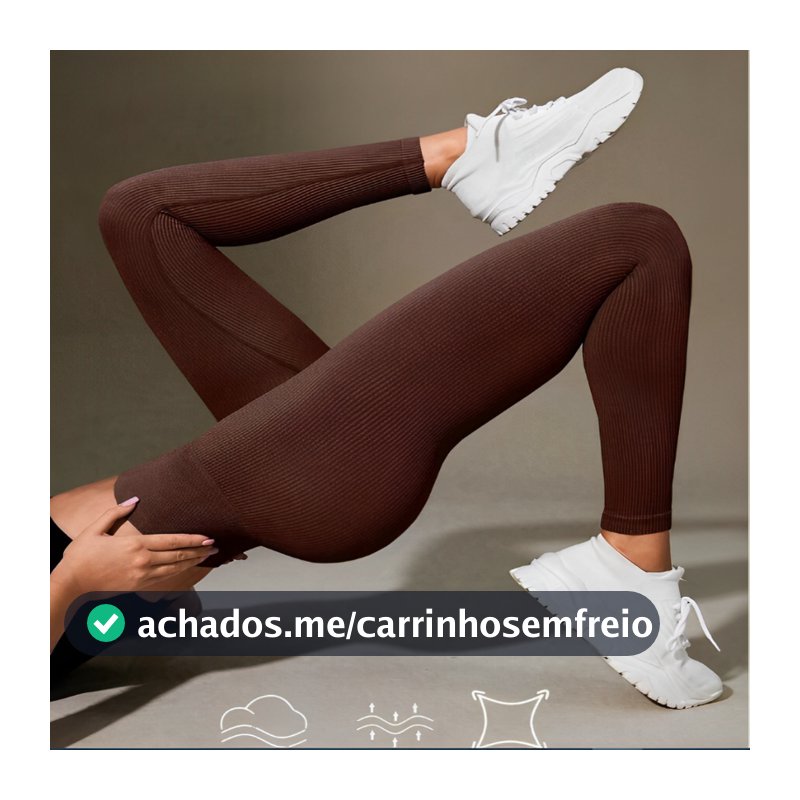 Calça Legging Canelada de Cintura Alta Sem Costura para Academia Feminina, Elástica e Fitness