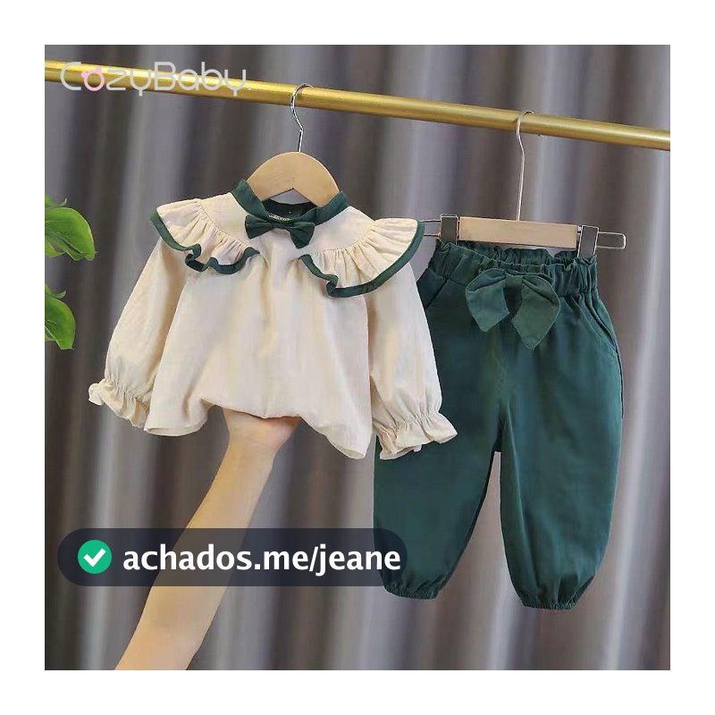 Camisa De Outono Fato Infantil Baby Girl Spring Manga Comprida Conjunto De Duas Peças