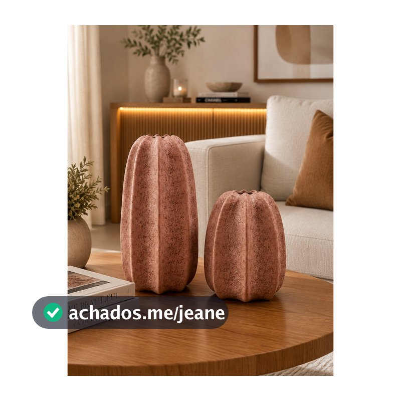 Kit 2 Vaso Decorativo Terracota Cerâmica Texturizado Luxo