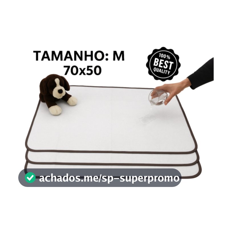 Kit 3 Tapetes Higiênico Lavável para cães e gatos Super Absorção 200 Lavagens 70x50