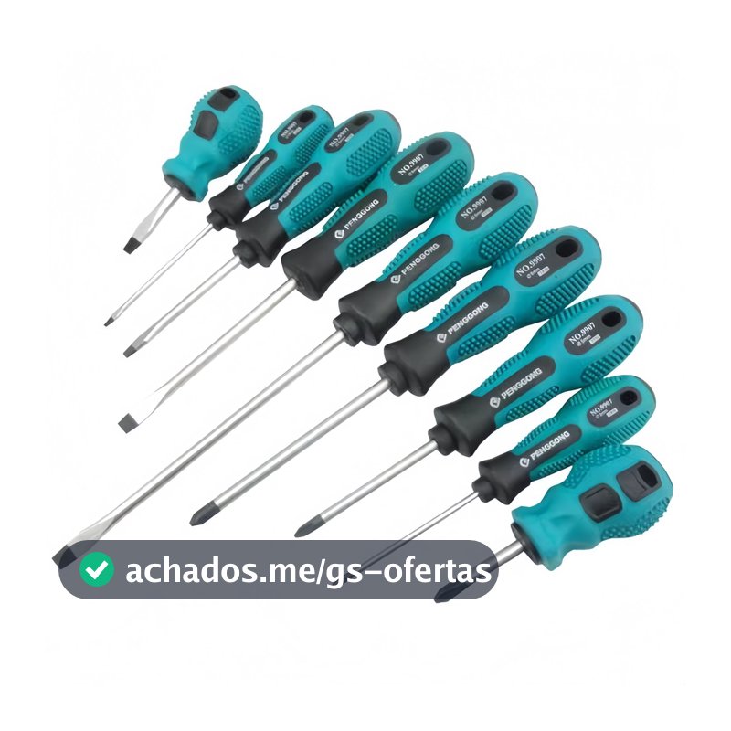 Jogo Chaves de Fenda e Phillips  De Chave Profissional Magnética