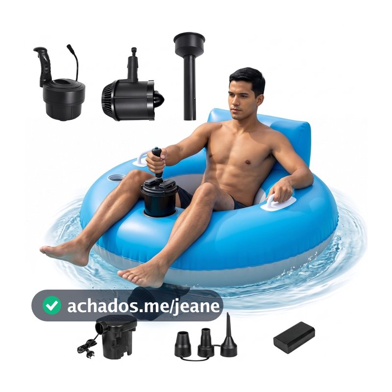 Boia Inflável Motorizada Redonda 110cm Propulsor 50W Controle 360° para Piscina Lago e Lazer