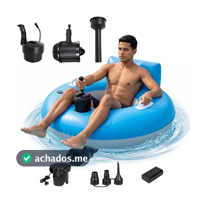 Boia Inflável Motorizada Redonda 110cm Propulsor 50W Controle 360° para Piscina Lago e Lazer