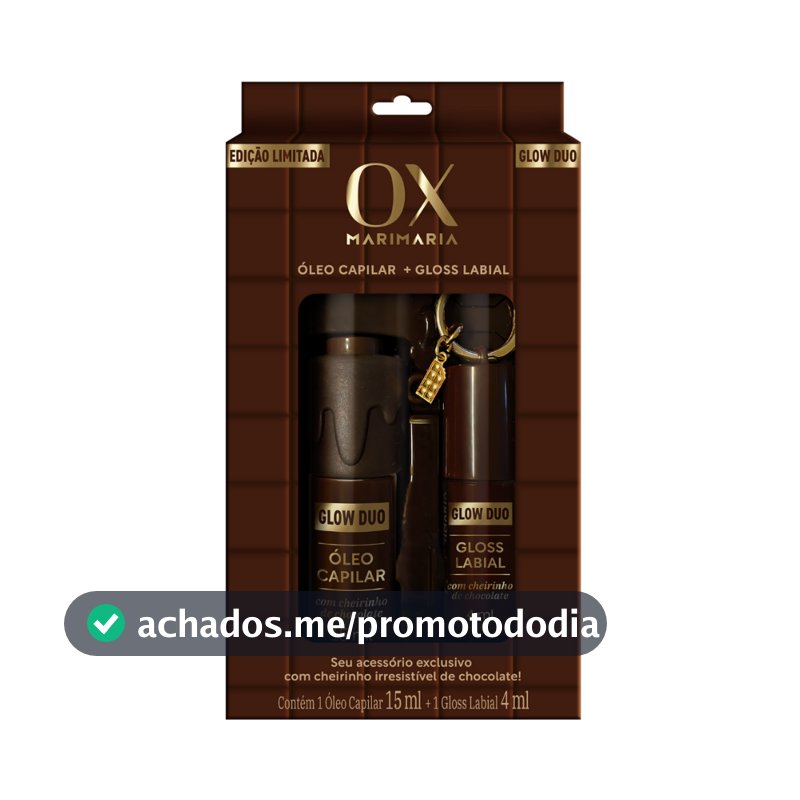 Kit Ox Glow Duo Chocolate Mari Maria - Óleo Capilar 15ml + Gloss Labial 4ml