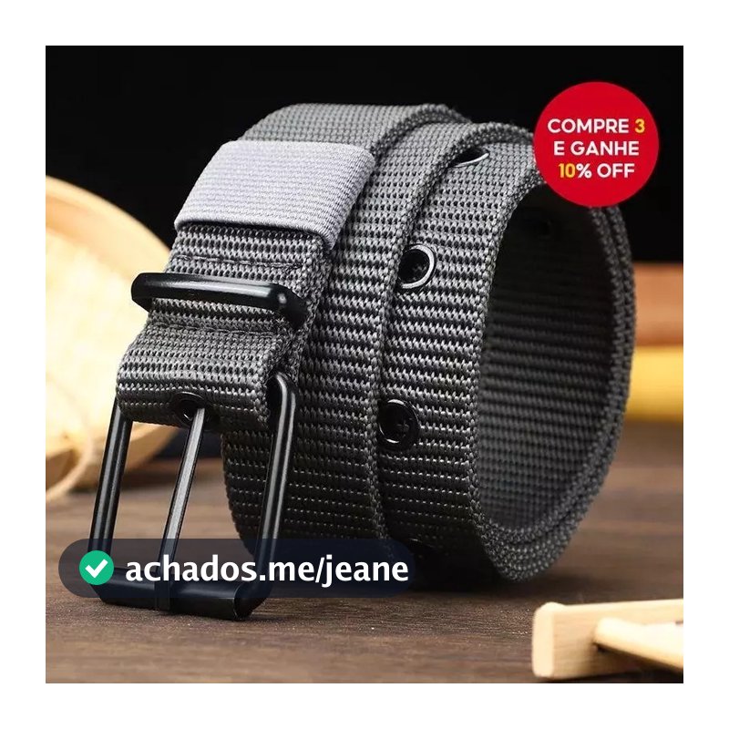 Cinto De Lona Respirável Masculino – Fivela Pin-Lock E Design Moderno De Ilhós Para Caminhadas/Academia/Comuta , Preto