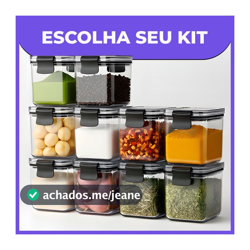 Escolha seu Mini Pote Hermético para Temperos de Cozinha Dispensa Armário Organizado Plástico