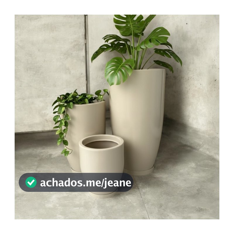 Kit com 3 Vasos Decorativos para plantas Polietileno Cone bojo liso N1 N2 N3, ideal para sala, escritório e área externa