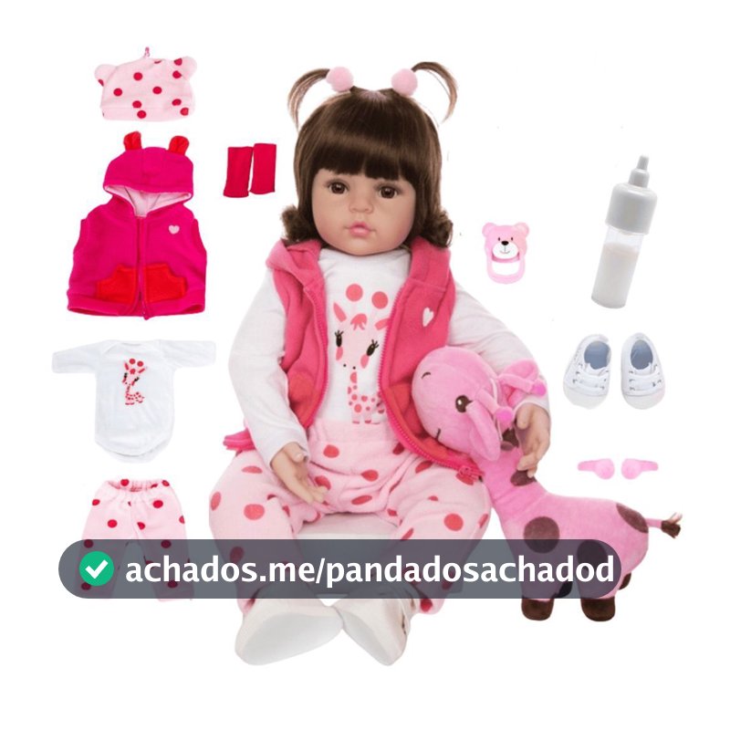 Boneca Reborn Bebê Girafinha Luxo Original Realista de Silicone Menina Pode Dar Banho Envio Imediato