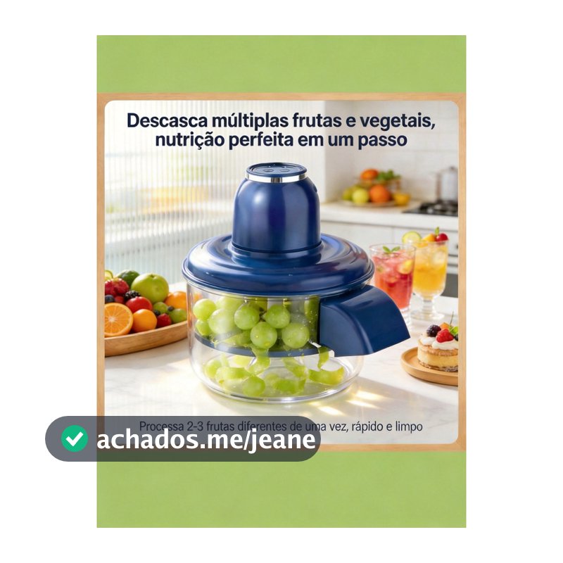Descascador Elétrico USB Recarregável Aço Inox Bivolt para Frutas Legumes Cozinha