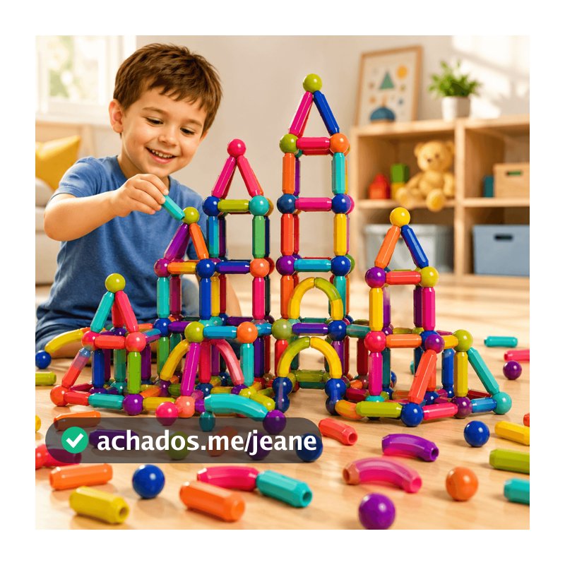 Blocos Magnéticos de Montar 68/106/110/136 Peças Brinquedo Infantil Educativo