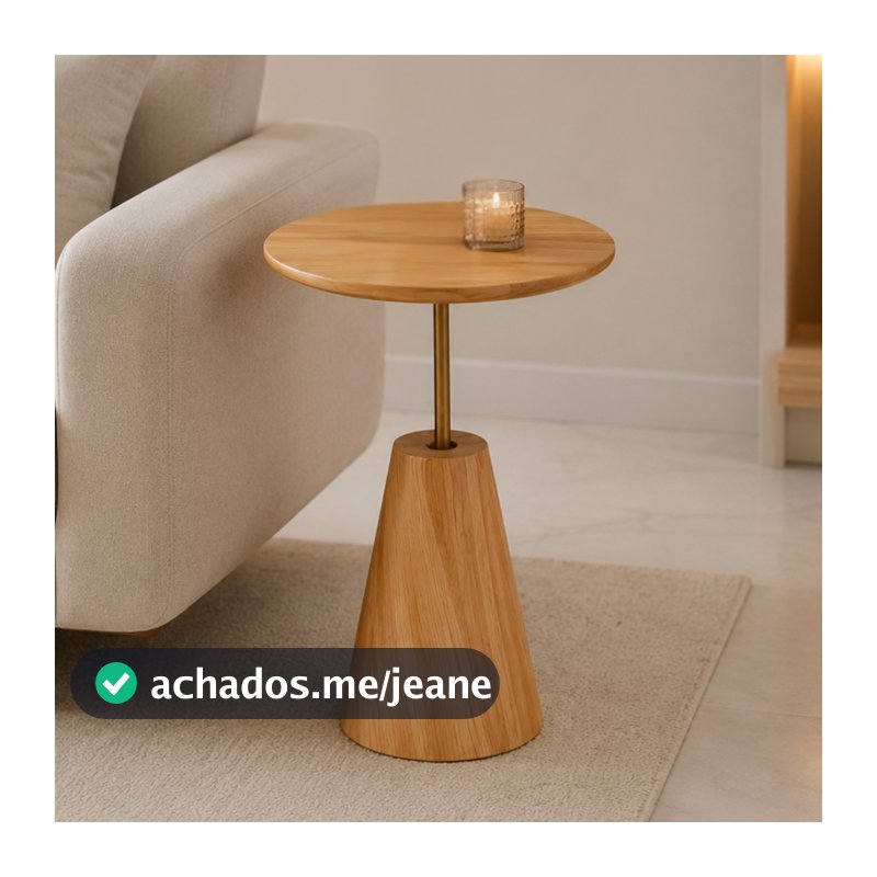 Mesa Lateral Parma 1unid Vivare Design Moderno Sofisticado Base em madeira Mesinha de canto Multiuso