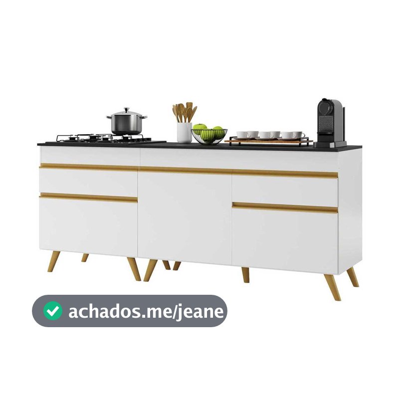 Kit Armário de Cozinha Balcão para Cooktop 70cm e Gabinete Pia 120cm Veneza Multimóveis MP2160