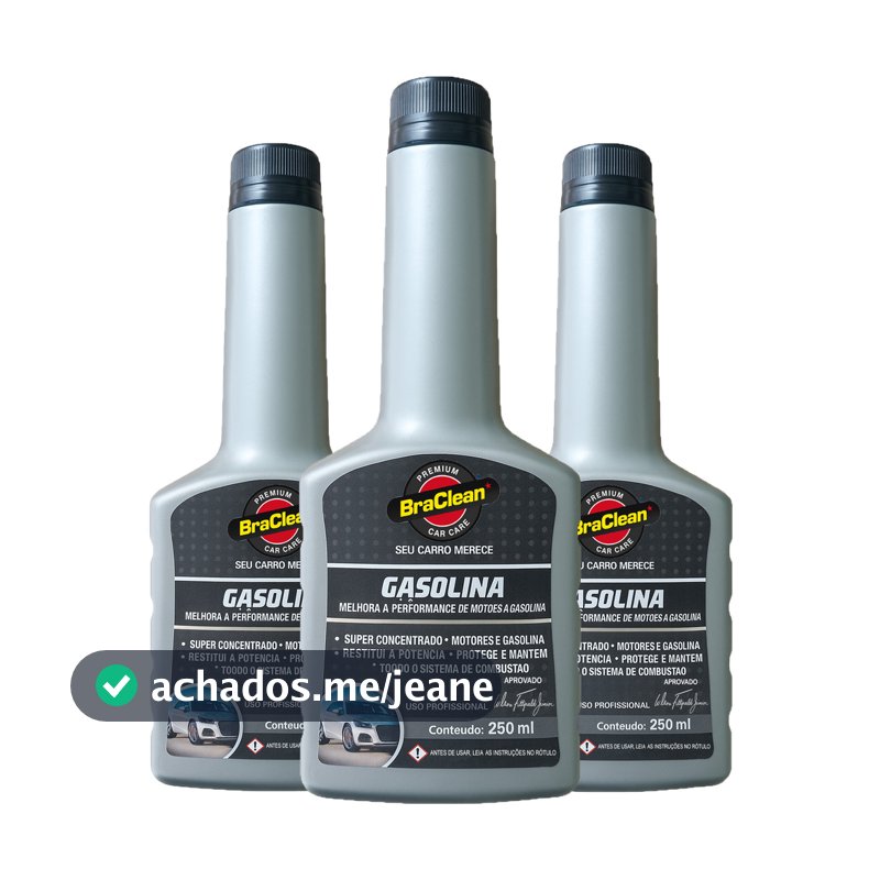 Kit 3 Aditivo Gasolina 250ml limpeza interna de bicos e válvulas via tanque BraClean