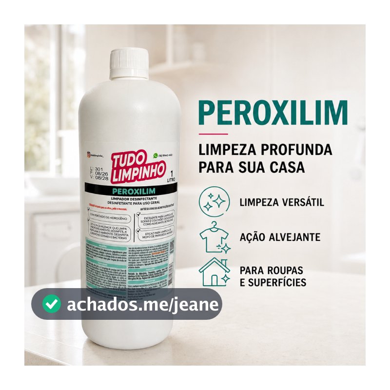Peroxilim 1L Tudo Limpinho Limpador Multiuso Concentrado para Banheiro Roupas Sofás Pisos