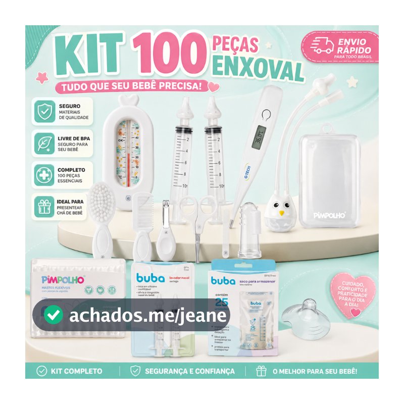 Kit Enxoval Bebê 100 Peças Completo + Higiene e Saúde | Tudo que seu bebê precisa (0 a 6 meses)