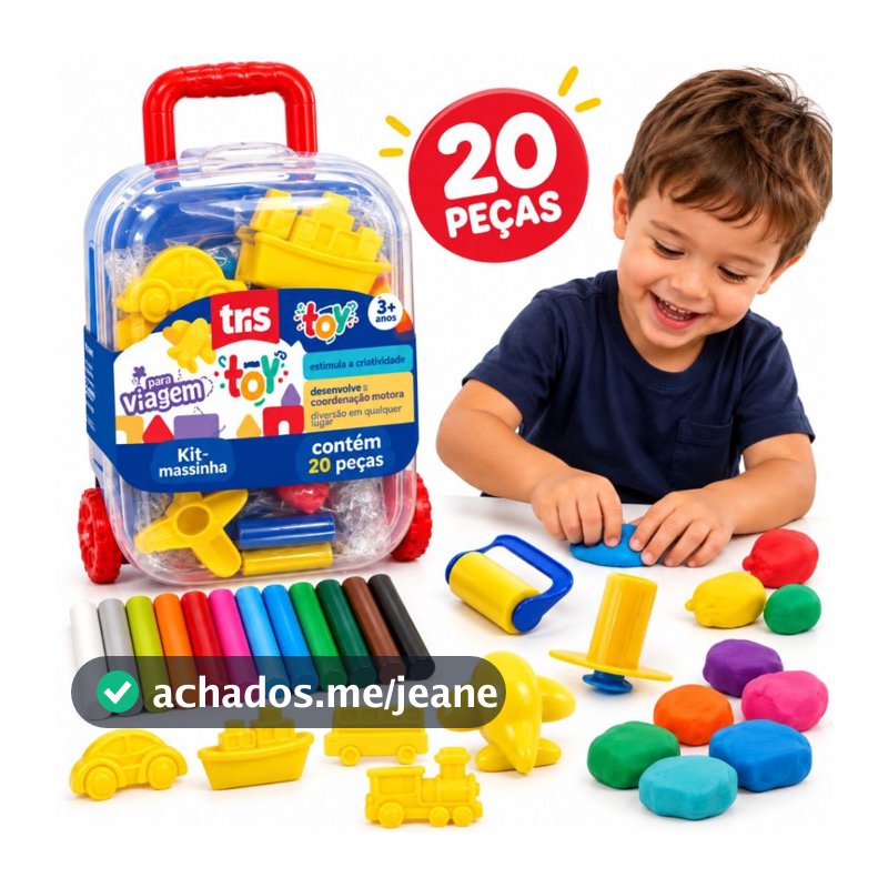 Maleta de Massinha 12 Cores Com Moldes Veículos Carro Avião Ônibus Rolinho Ferramentas Brinquedo Para Menino