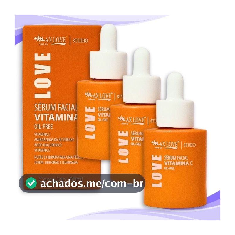 Kit C/ 3 Sérum Facial Vitamina C com Ácido Hialurônico 30ml Max Love Make Up