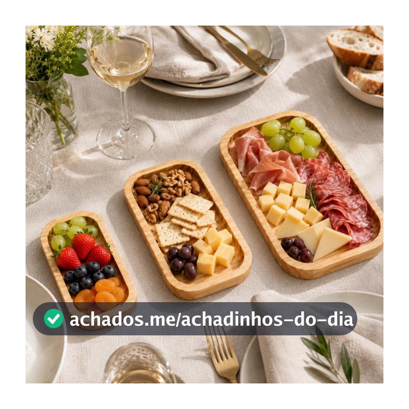 Petisqueira de Frios Queijos e Frutas em Madeira Premium Trio P, M e G