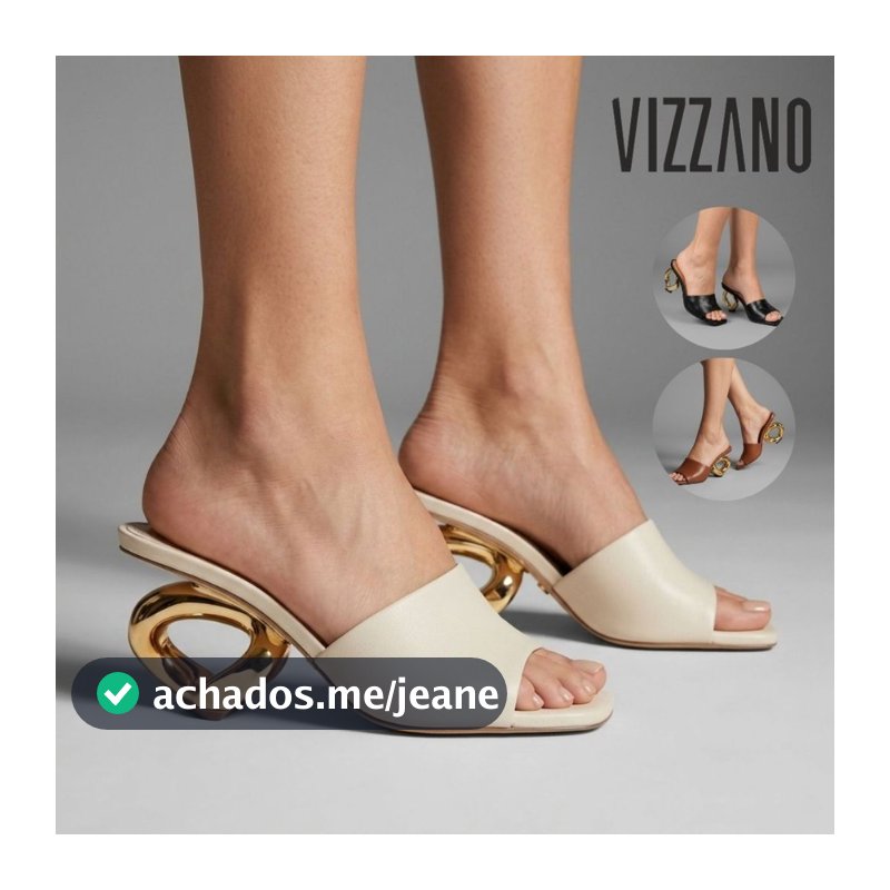 Tamanco Feminino Vizzano Salto Grosso Medio Conforto Elegante Brilhoso