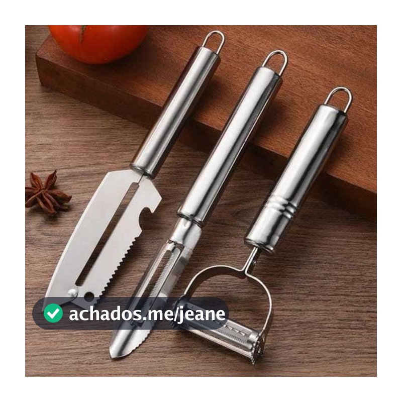 Kit 3 Descascadores Inox Legumes, Frutas Escama Peixe Queijo