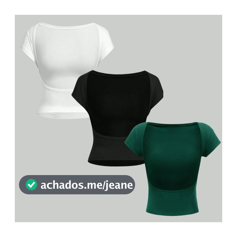 Kit 3 Blusas Costas Nuas Decote Redondo Manga Curta Moda Verão 2026 Gringa Blogueira