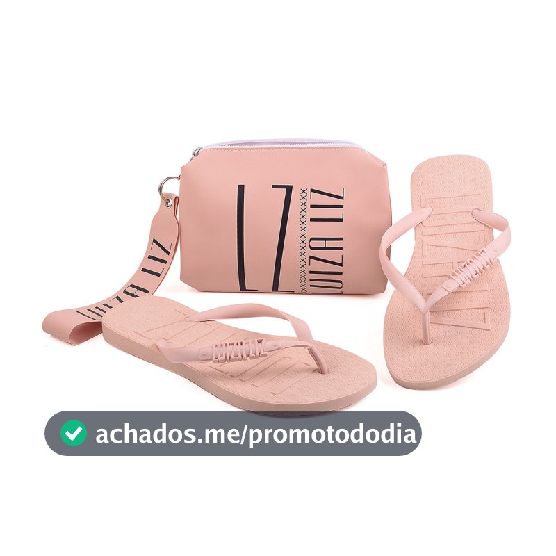 Kit chinelo Luiza Liz e necessaire bolsa de mão pequena kit dia a dia blogueira