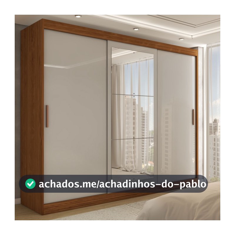 Guarda-Roupa Casal Harvard 3 Portas 2 Gavetas com Espelho 100% Mdf - Panorama Móveis