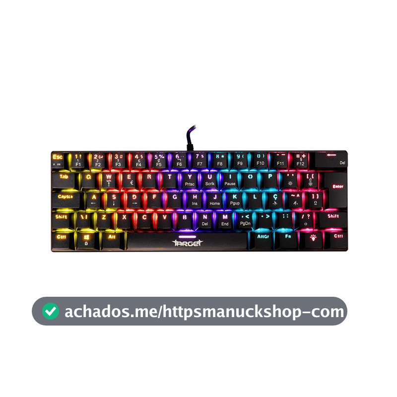 Teclado Mecanico TGT Sherman V3 C1, Rainbow, ABNT2, Switch Marrom, Preto, TGT-SHRC-BR01