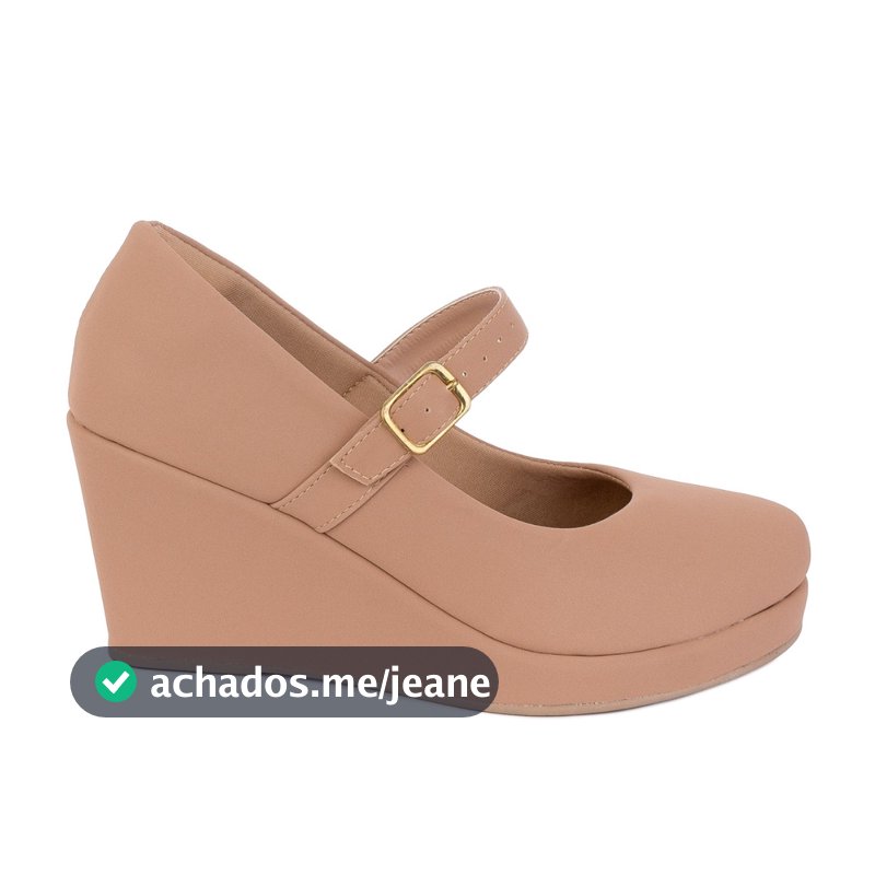 Salto Feminino Anabela Estilo Boneca Lolita Moda Casual Anabela Preta Ref: 890