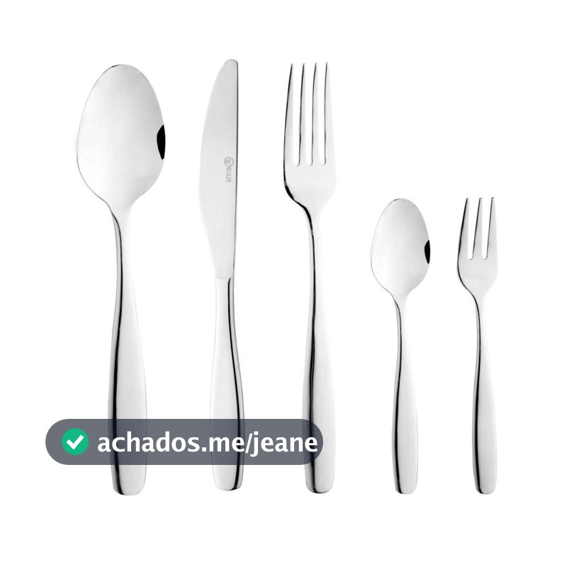 Faqueiro de Aço Inox 30 Peças Cannes Wolff para Talheres Sobremesa Requintado Sofisticado Completo Restaurante Refeições