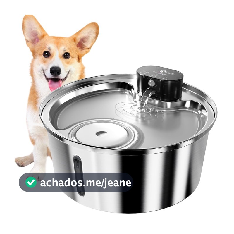 Newpet 7.5L De Aço Inoxidável Sem Fio Sensor De Recarga Cat Water Fountain Fonte Automática Para Cães E Gatos- Bivolt